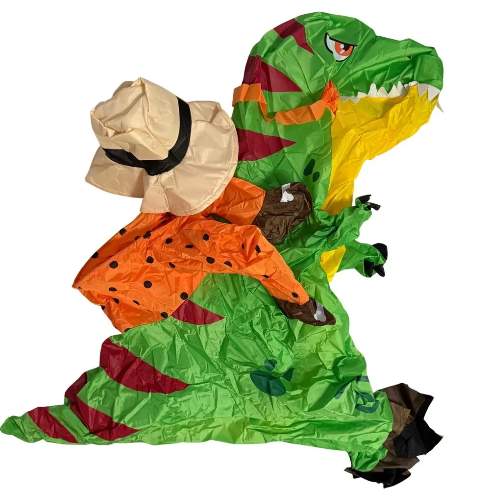 Spooktacular Creations Inflatable Dinosaur Costume Kids 4-6 Green T-Rex New